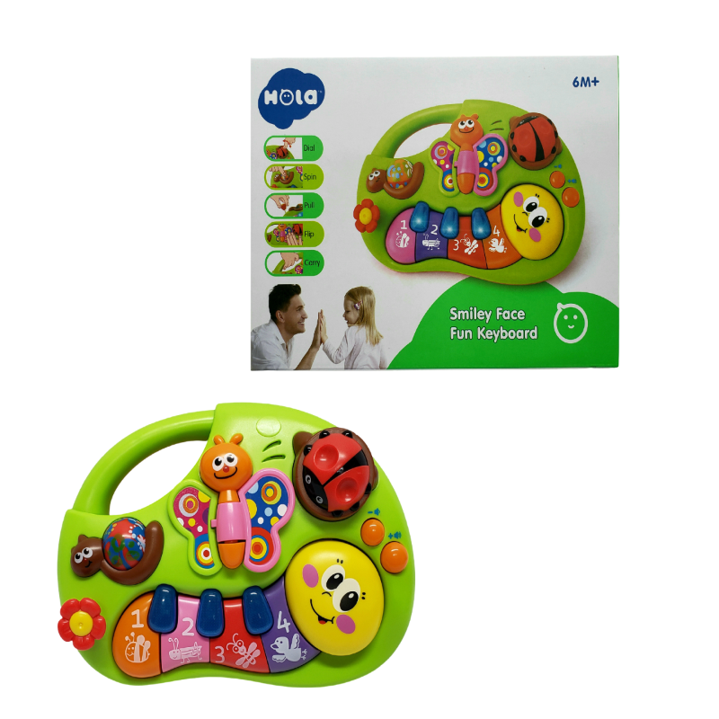 Battery Operated Smiley Piano for Babies – Musical Learning Toy with Lights & Sounds