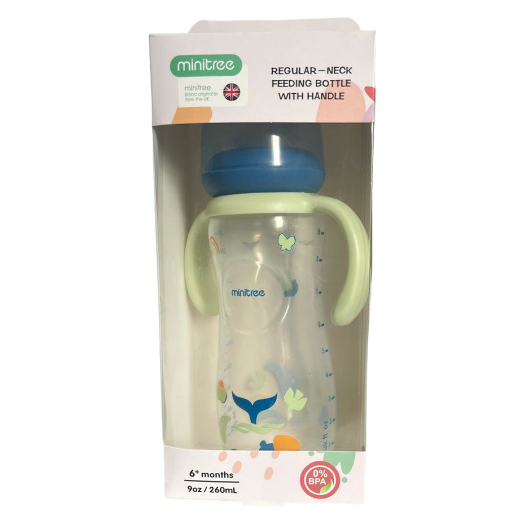 Minitree Regular Neck Feeding Bottle with Handle – 9 Oz / 260ml | 0% BPA