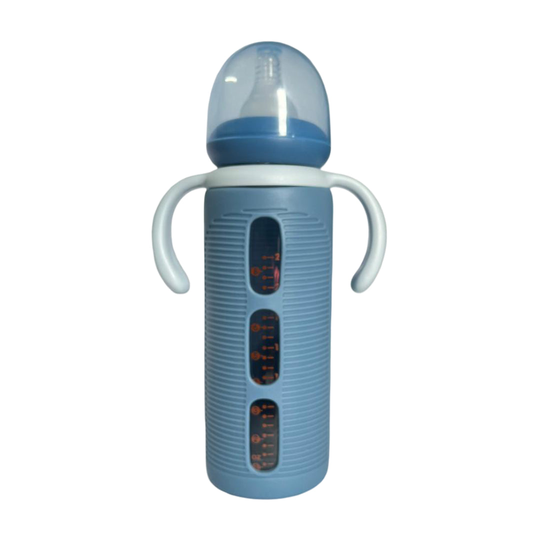 Minitree Glass Regular Neck Feeding Bottle with Handle – 8 Oz / 240ml | 0% BPA